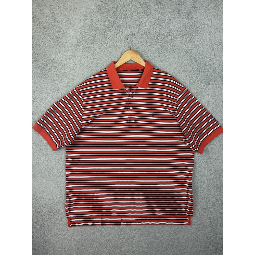Polo Golf Ralph Lauren Polo Shirt Mens XL Red Stripe Pima Cotton Golf Casual Men